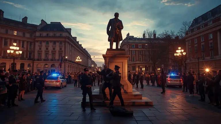 Churchill Statue Shock: Pro-Palestine Vandals Scrawl Hate, Arrest Made!